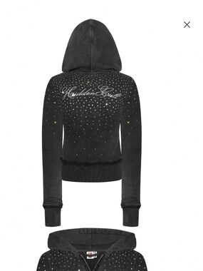 Hidden Cult Rhinestone Zip Up Hoodie M NWT